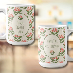 Florale mok voor waardering voor leraren Aangepa