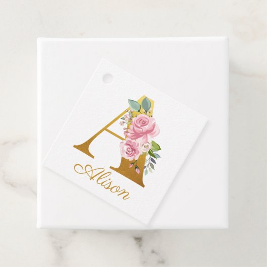 Florale Monogram Aangepaste Naam Initiaal Botanisc Bedankjes Labels (In situ)