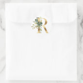 Florale monogram in goud ronde sticker (Tas)