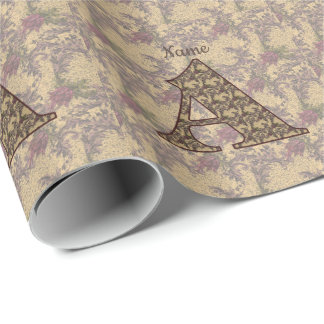 Florale Monogram Initiaal A Elegant Persoonlijk Cadeaupapier