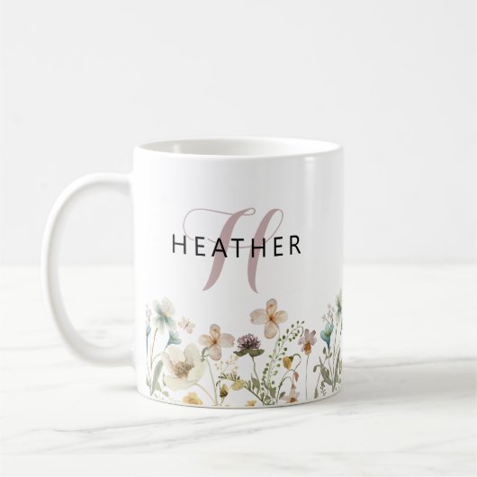 Florale Monogram Koffiemok (Links)