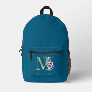 Florale Monogram M Naam Bedrukte Rugzak