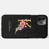Florale Monogram Men personaliseren Naam Initiaal Case-Mate iPhone Case (Achterkant (horizontaal))