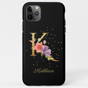 Florale Monogram Men personaliseren Naam Initiaal iPhone 11 Pro Max Hoesje