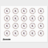 Florale Monogram Ronde Sticker (Vel)