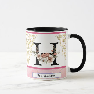 Florale Monogrammok – Letter H Gepersonaliseerd Ca Mok