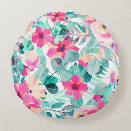 Florale motieven in de waterverf rond kussen