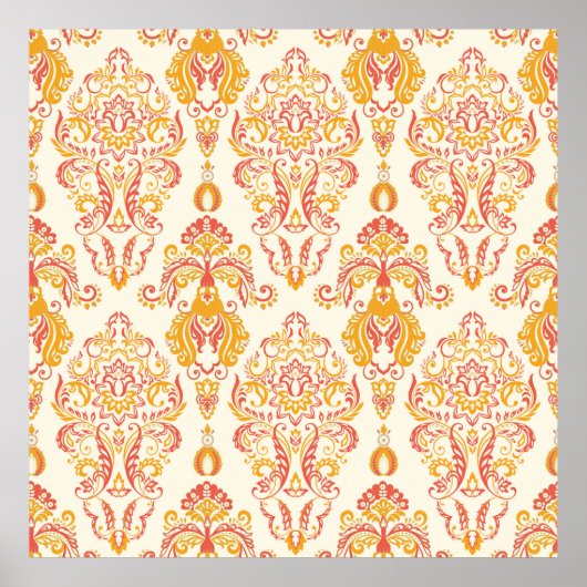  florale naadloze pleister. Klassieke Baroque wa Poster (Voorkant)