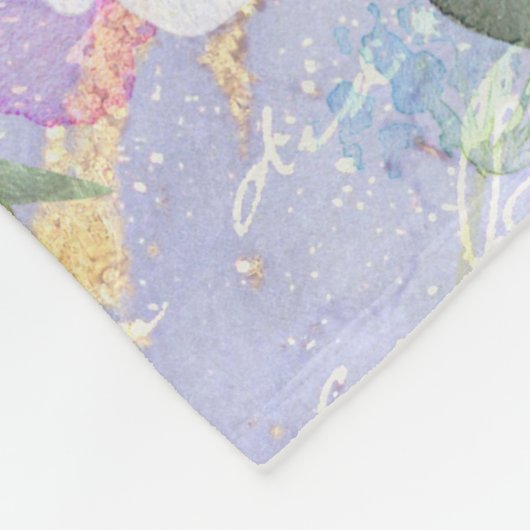 florale paarse waterverf monogram naam fleece deken (Hoek)