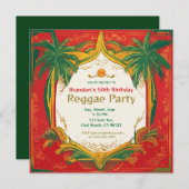 Florale Palmen Aangepaste Reggae Feest  Kaart (Voorkant / Achterkant)