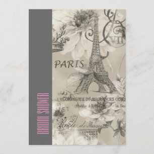 florale paris eiffeltoren vrijgezellenfeest kaart