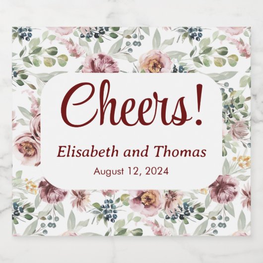 florale pastelflesetiketten sparkling wijnetiket (Enkel label)