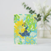 florale pauw briefkaart (Staand voorkant)