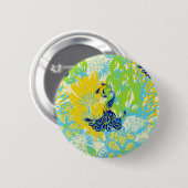 florale pauw ronde button 5,7 cm (Voorkant /achterkant)