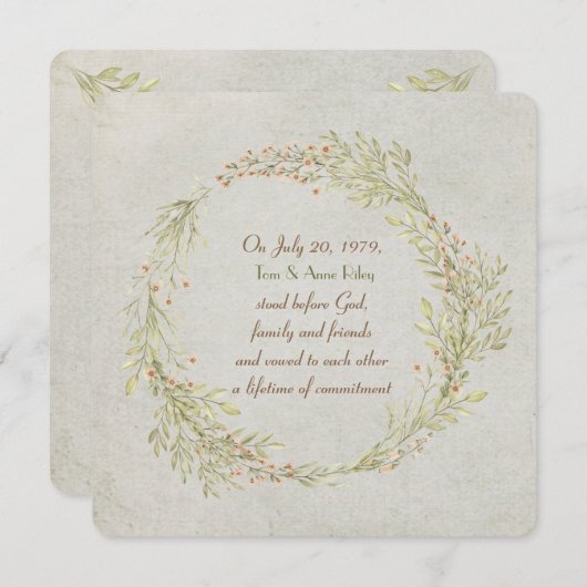 florale perzik en groene leafyvleugel kaart (Voorkant / Achterkant)