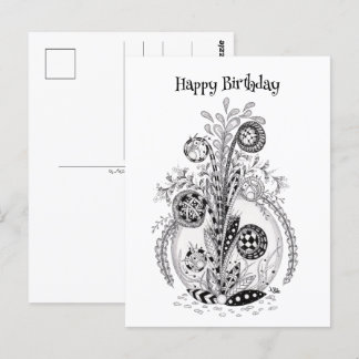 Florale Pflanze im Tangle Design - Briefkaart