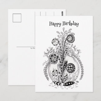Florale Pflanze im Tangle Design - Briefkaart