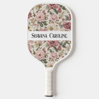 Florale pickleballpaddle - naam gepersonaliseerd pickleball paddle