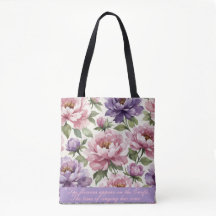 Florale Pioen Personaliseerbare Boodschappentas