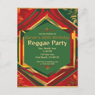 Florale Rasta Kleuren Aanpasbare Reggae Feest Briefkaart