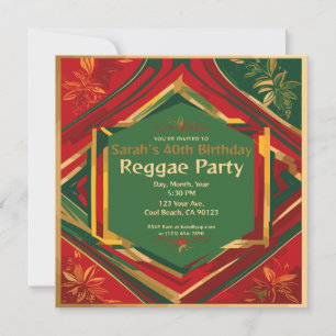 Florale Rastakleuren Aanpasbare Reggae Feest  Kaart