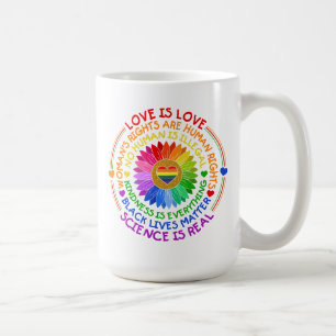 Florale regenboog politieke en sociale standaard koffiemok