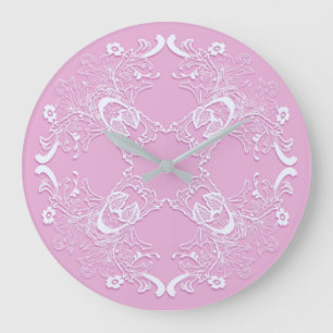 Florale retro roze kant design. grote klok