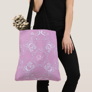Florale retro roze kant design. tote bag