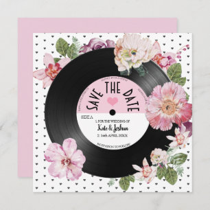  florale retro vinyl Save the Date Wedding Kaart