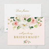 florale rose serez-vous ma carte de demoiselle (Devant / Derrière)