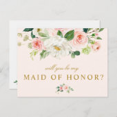 florale rose serez-vous ma carte de servante d'hon (Devant / Derrière)