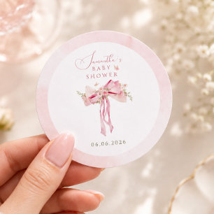 Florale Roze Strikte Coquette Tuin baby shower Ronde Sticker