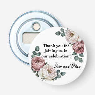 Florale Roze Trouw Favoriet Flesopener Button Flesopener