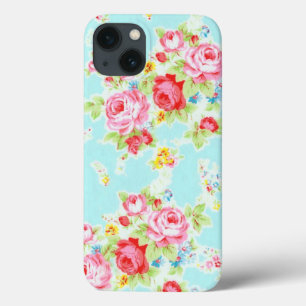 florale rozen blauw roos iPhone 13 hoesje
