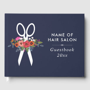 Florale schaar - Navy Blue Hair Salon Gastenboek