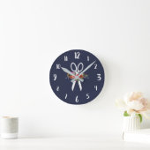 Florale schaar - Navy Blue Hair Salon Ronde Klok (Huis)