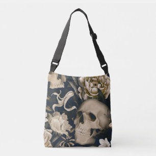 florale schedel crossbody tas