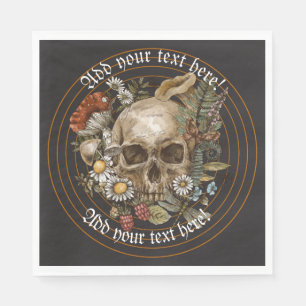 Florale  schedel in gouden cirkelstaven Napkin Servet