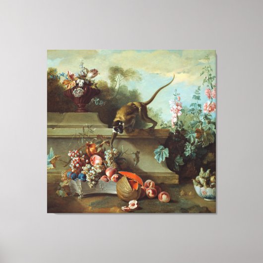 Florale schildering van buitenste aap canvas afdruk (Voorkant)