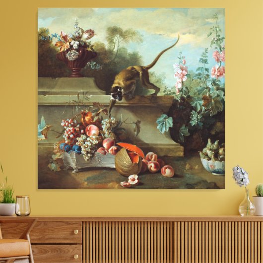 Florale schildering van buitenste aap canvas afdruk (Insitu (Woonkamer))