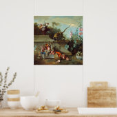 Florale schildering van buitenste aap poster (Keuken)