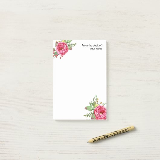 Florale schoonheid van het bureau van post-it® notes (Op bureau)