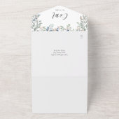 Florale Script Monogram QR Code Huwelijk All In One Uitnodiging (Buitenkant)