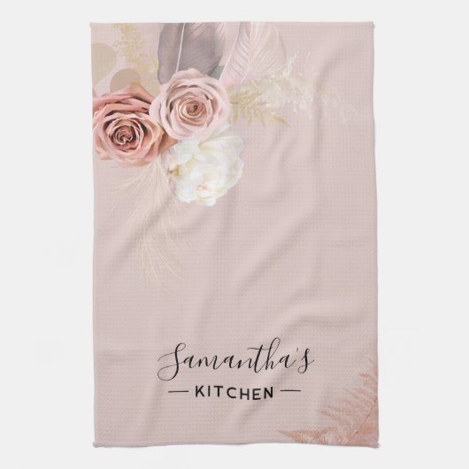 Florale Script Terracotta Persoonlijk Theedoek (Verticaal)