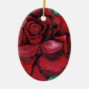 Florale sierbloem "Red, Red Rose" Keramisch Ornament