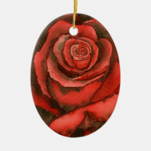 Florale sierbloem "Red Rose #3" Keramisch Ornament