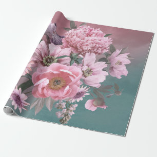 Florale sjabloon. Mooie bloemen pinda's en iri Cadeaupapier