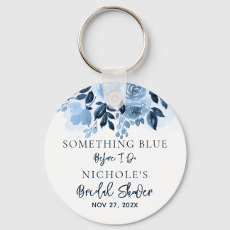 Florale Something Blue Before I Do Bruiloftsfeest Sleutelhanger