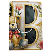 Florale teddybeer letter B Medium Cadeauzakje (Voorkant)