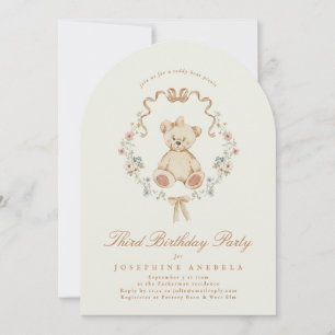 Florale Teddybeer Sage Meisje 2de Verjaardagsfeest Kaart